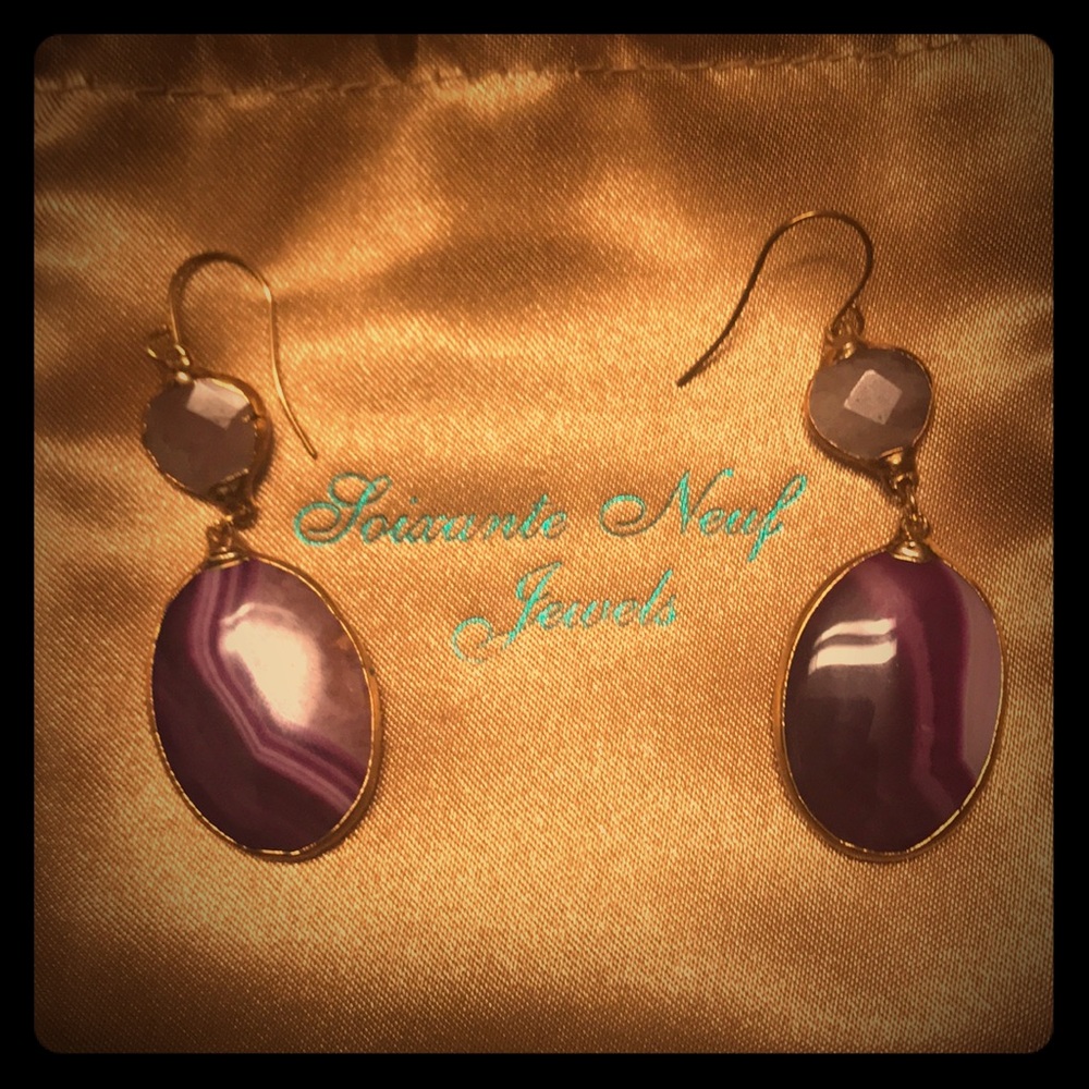 Soixante Neuf Jewels Double Drop Amethyst Earrings - Picture 2 of 2